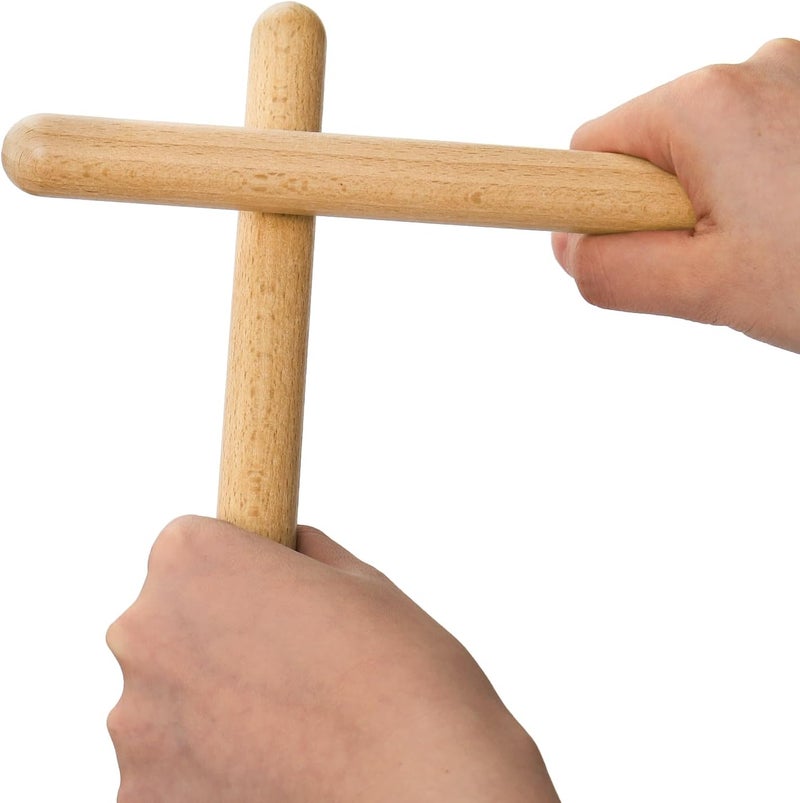 Eorbow 12 Pcs Tambourines for Adults, Hand Held Half Moon Tambourine with Foot Tambourine Wood Rhythm Sticks and Egg Shakers, Double Row Metal Jingles Hand Percussion Instrument Set for Party - Image 5